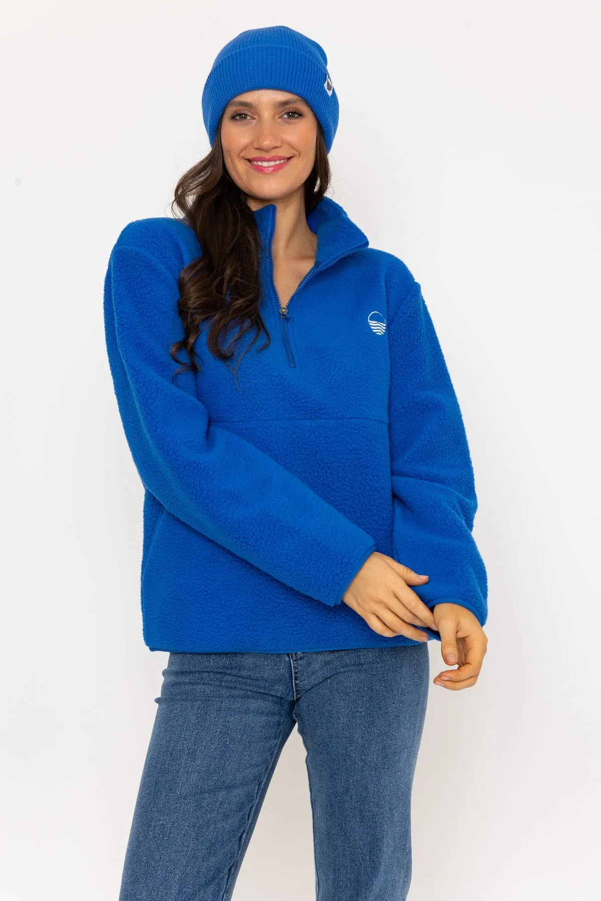 1/2 Zip Teddy Fleece in Cobalt Blue