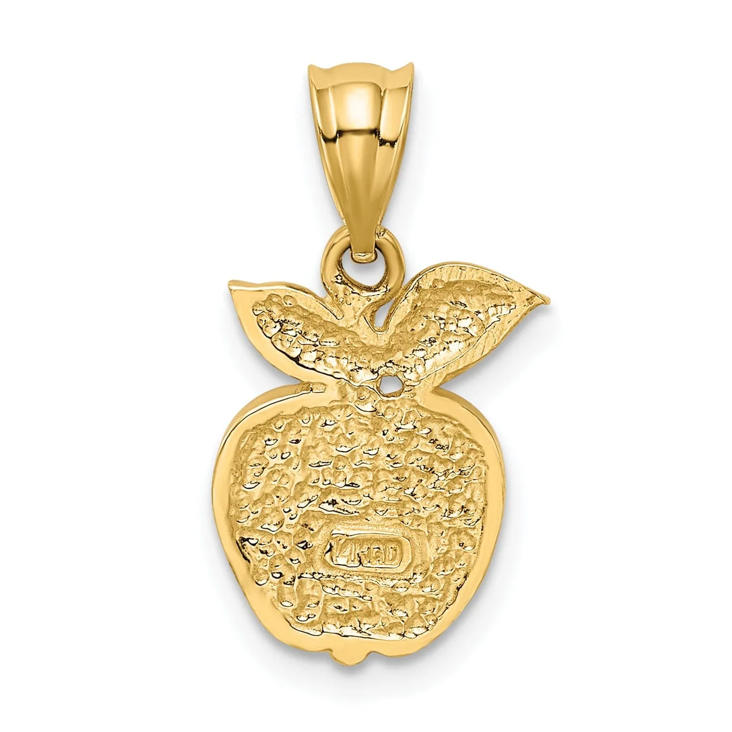 14k Yellow Gold Polish Red Enamel Apple Pendant