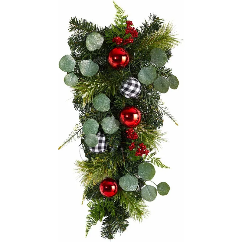 26" Holiday Foliage Artificial Swag with Ornaments