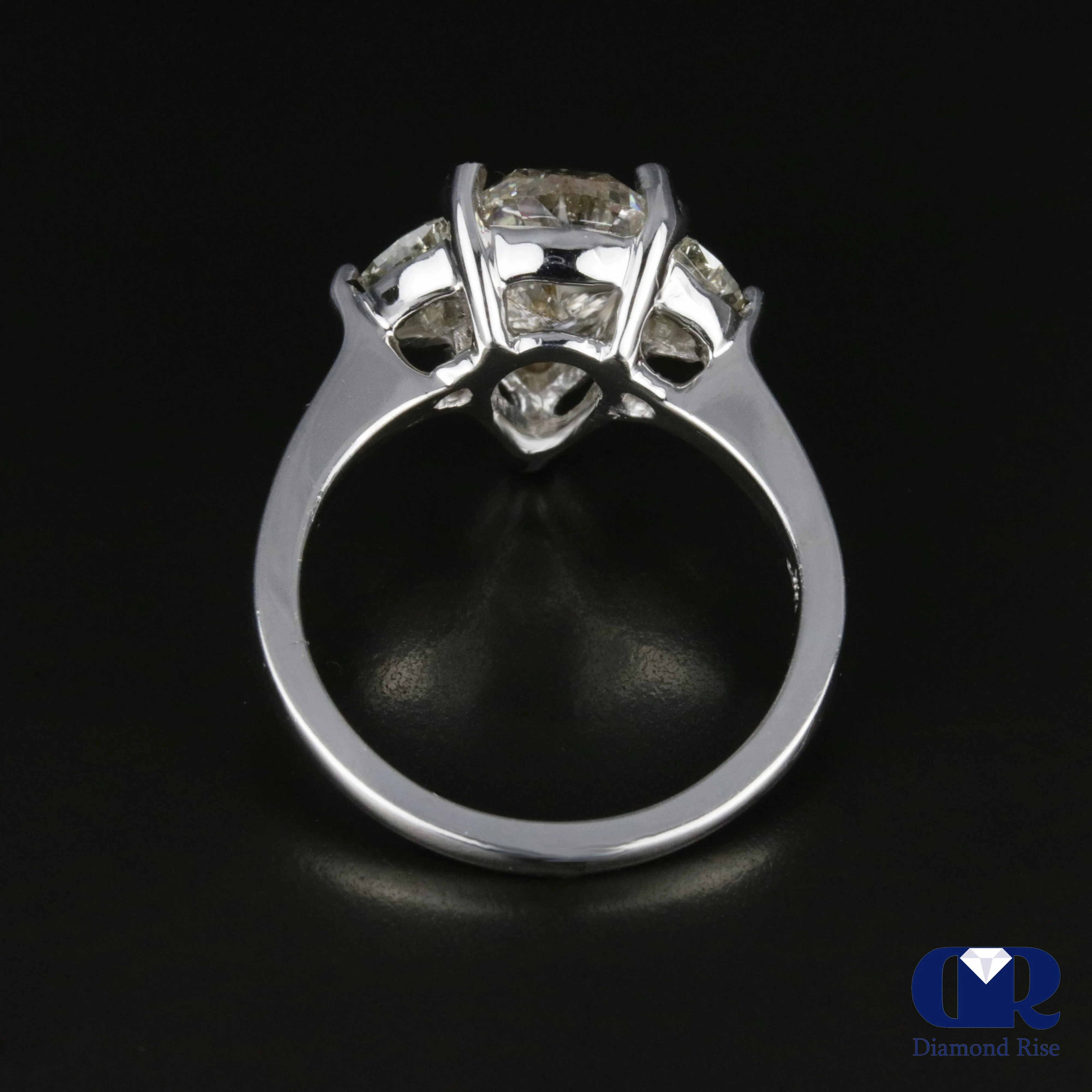 3.03 Carat Pear Cut and Half Moon Diamond Engagement Ring In 14K White Gold