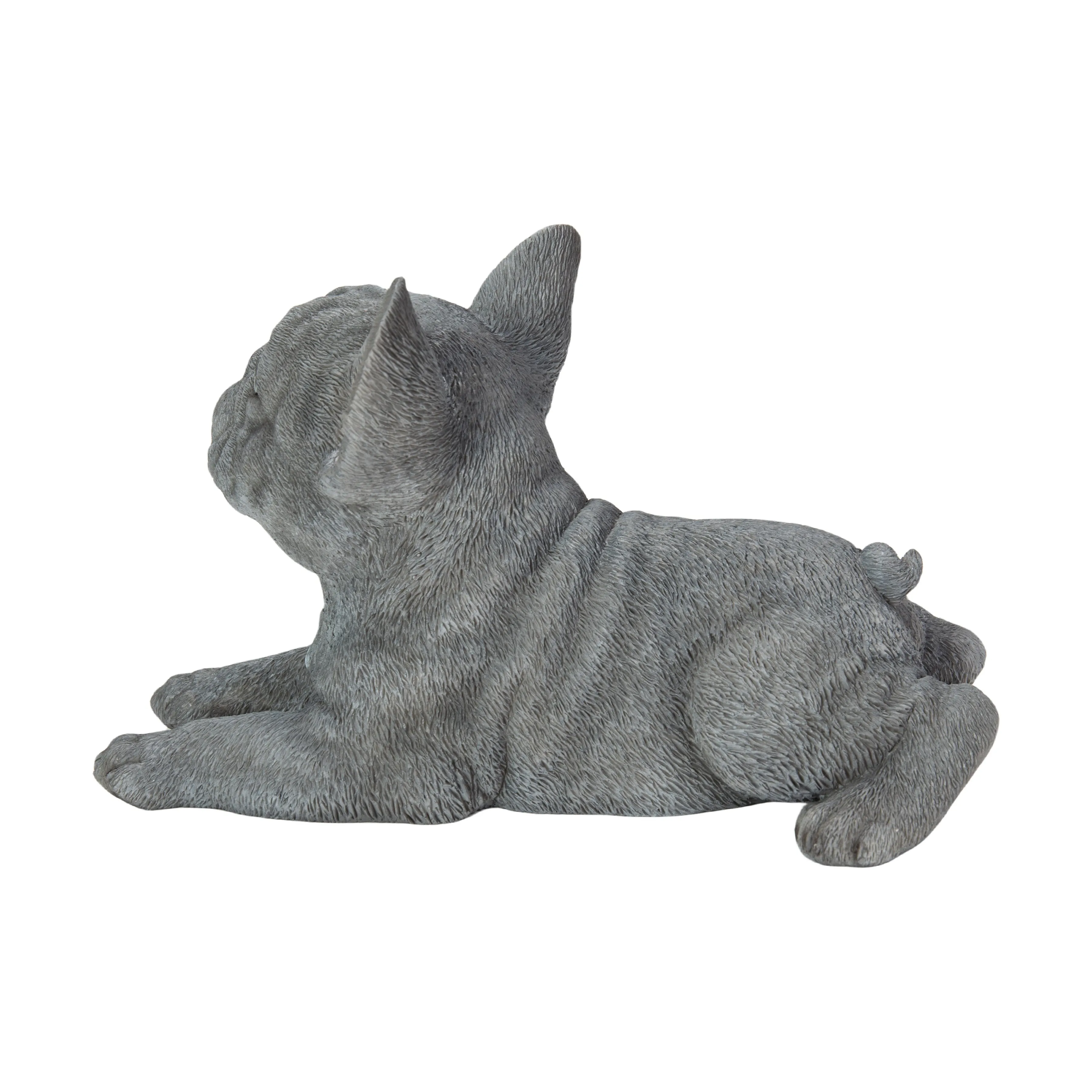 87710-S - Tranquil Blue Hues: Polyresin Lying French Bulldog Figurine in Grey Blue