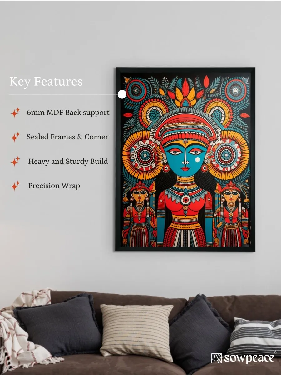 Abstract Crowned Women: Sowpeace Handcrafted Prints – Premium Indian-Inspired Canvas Art for Modern Home Decoration