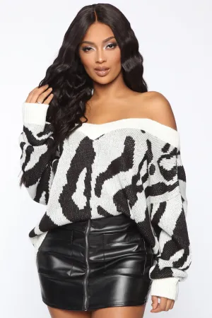 Always The Wild One Zebra Sweater - White/Black