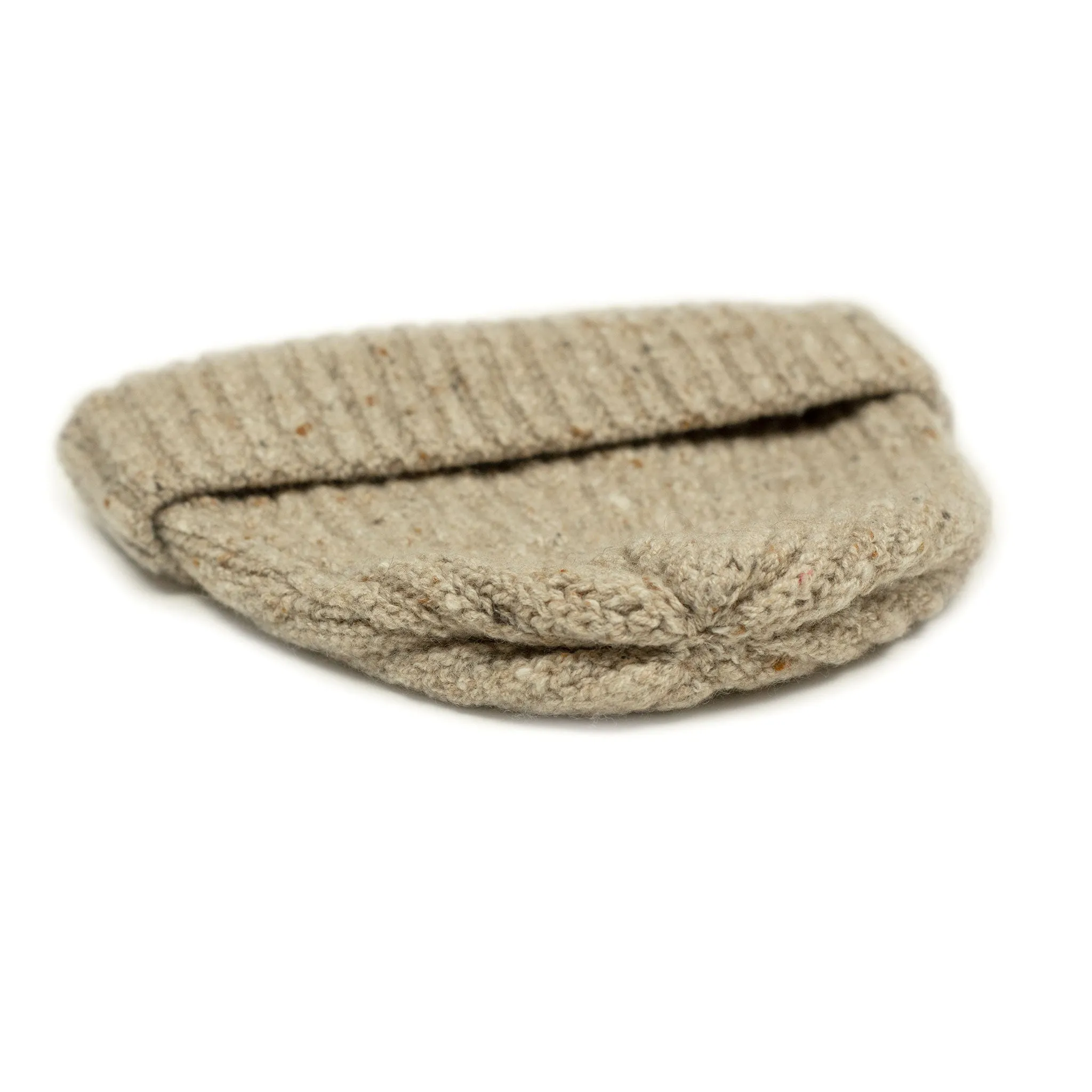 Antelope beige wool and cashmere donegal ribbed knit fisherman hat (restock)