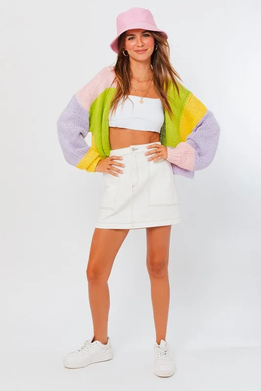 Color Block Sweater Cardigan *Online Only*