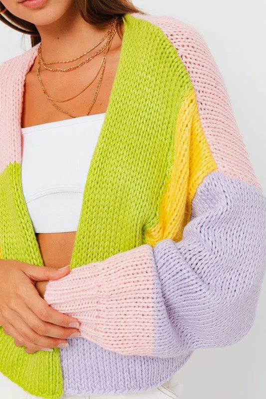 Color Block Sweater Cardigan *Online Only*