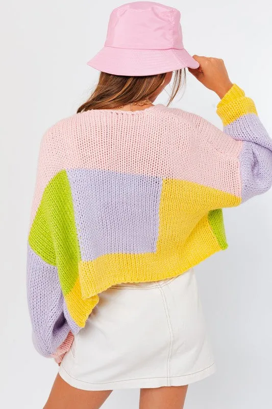 Color Block Sweater Cardigan *Online Only*