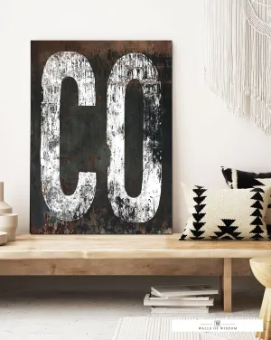 Colorado State Rustic Southwest Canvas Wall Art - CO Home State Sign Western Style Print