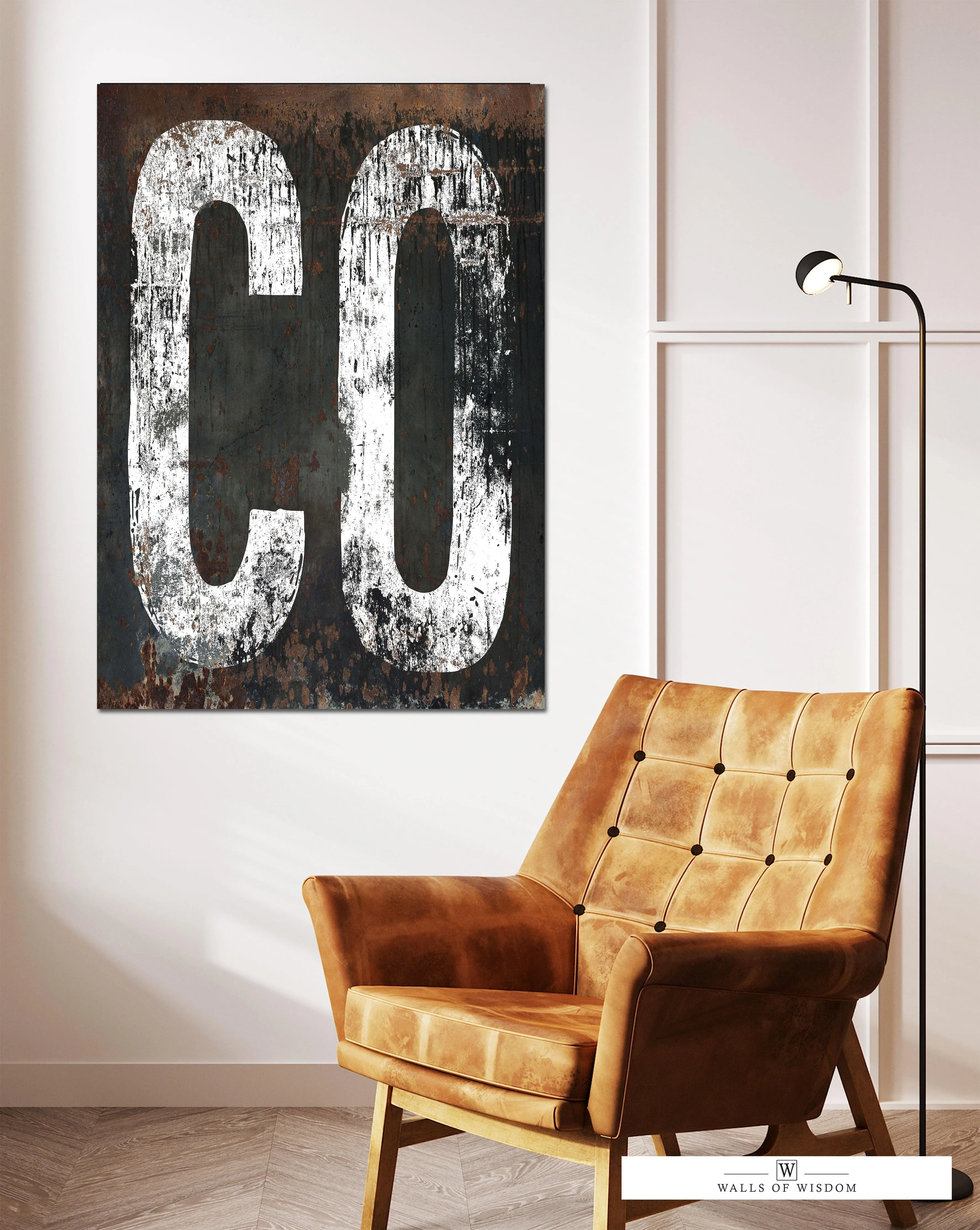 Colorado State Rustic Southwest Canvas Wall Art - CO Home State Sign Western Style Print