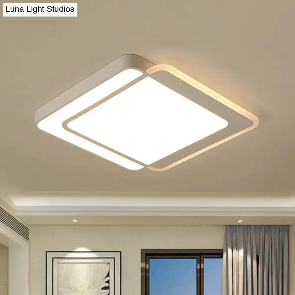 Contemporary Ultra-Thin LED Flush Mount Ceiling Light in White - Acrylic Living Room Lighting Fixture