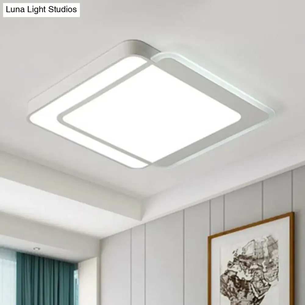 Contemporary Ultra-Thin LED Flush Mount Ceiling Light in White - Acrylic Living Room Lighting Fixture