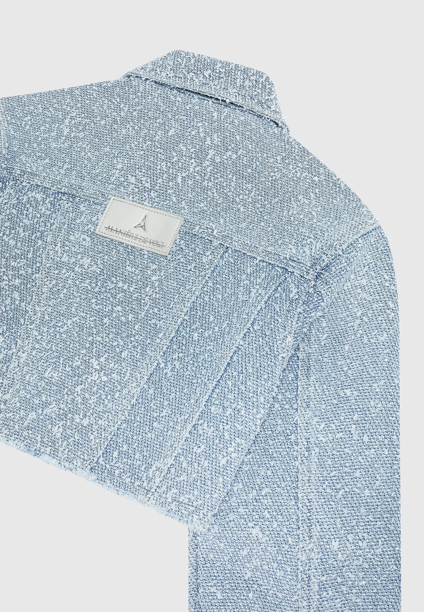 Cropped Boucle Denim Jacket - Mid Blue