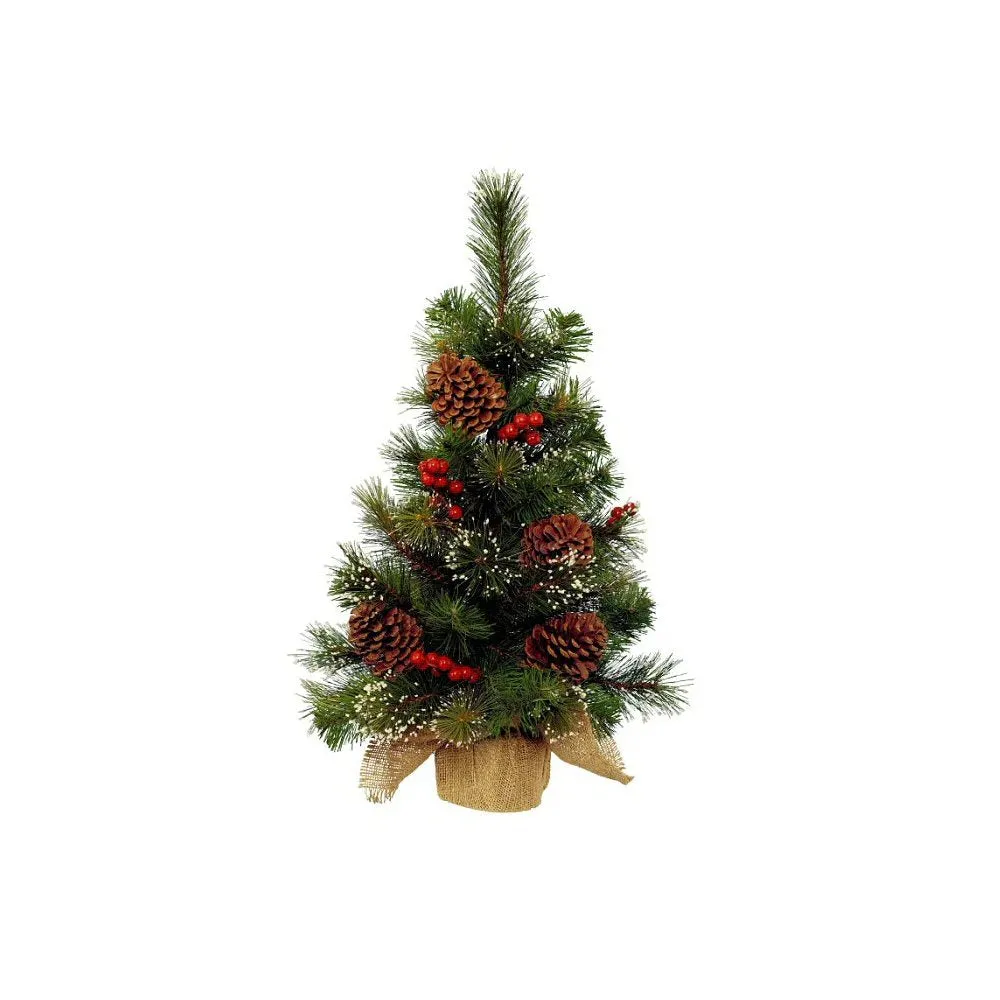 Everlands 60cm Green Mini Ipswich Artificial Christmas Tree in Jute Bag