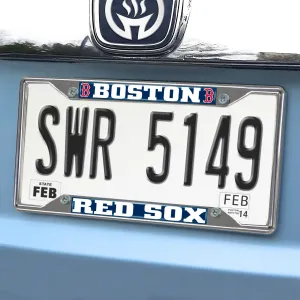 Fanmats Boston Red Sox Chrome Metal License Plate Frame, 6.25" x 12.25"