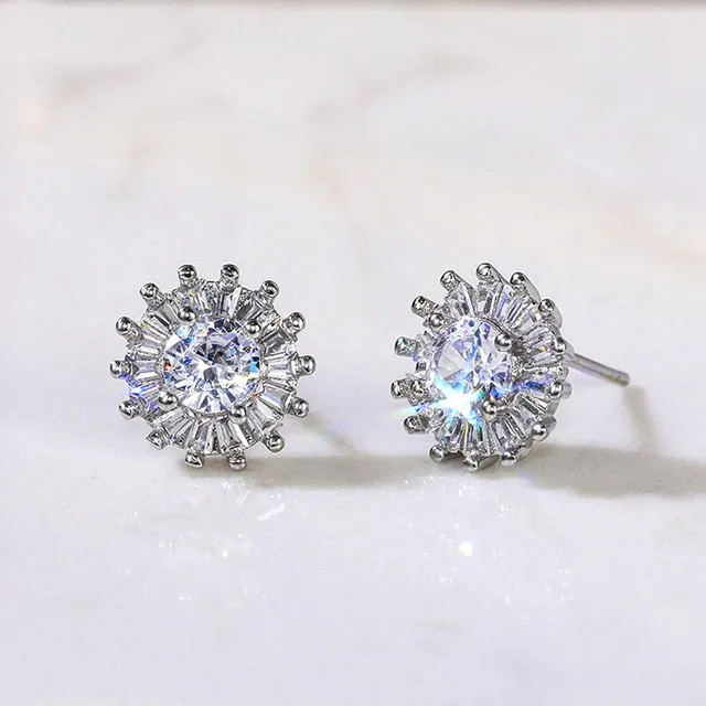 Fashion Jewelry Multiple Designs Simple Stud Earrings for Women with Cubic Zirconia