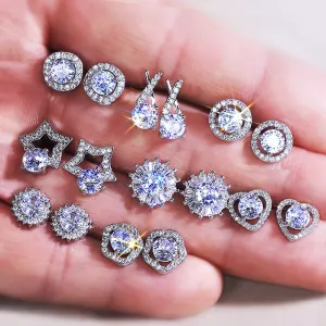 Fashion Jewelry Multiple Designs Simple Stud Earrings for Women with Cubic Zirconia