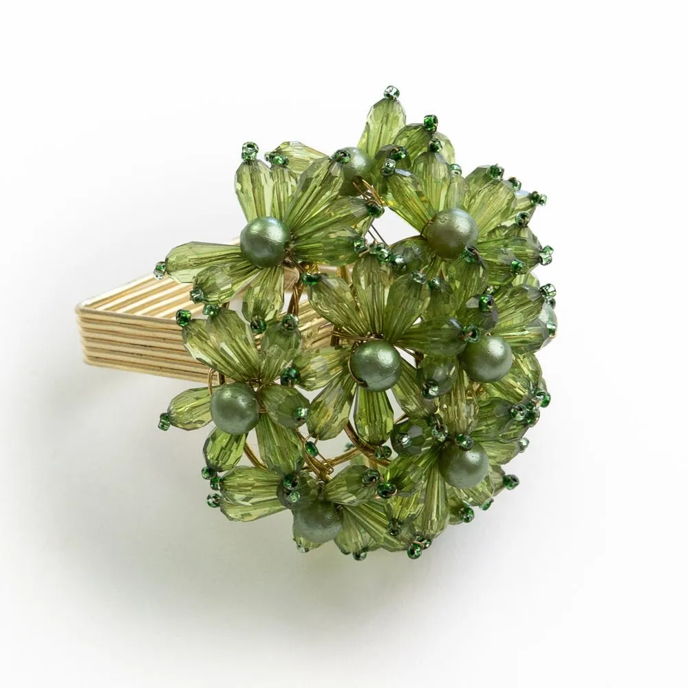 Fern Bouquet Beaded Napkin Ring | Set of 4