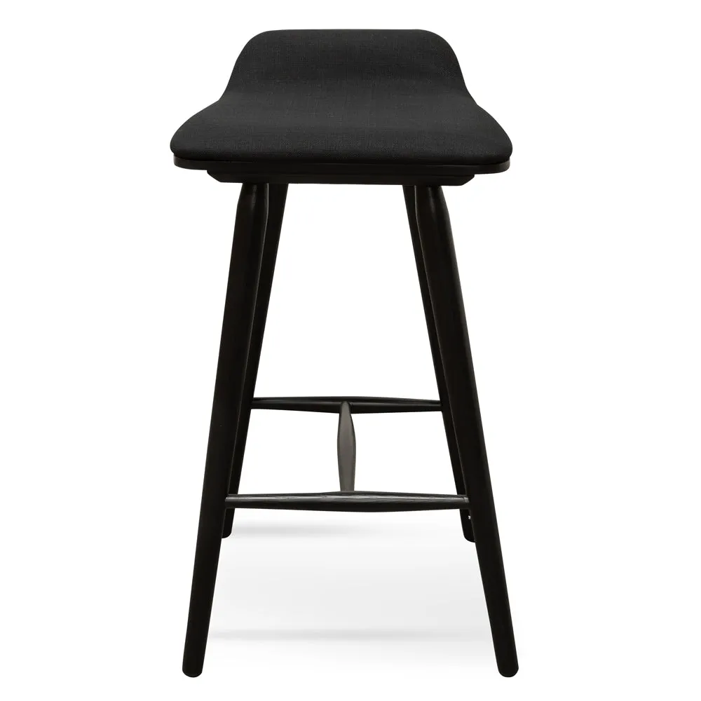 Finn 65cm Fabric Bar Stool - Black