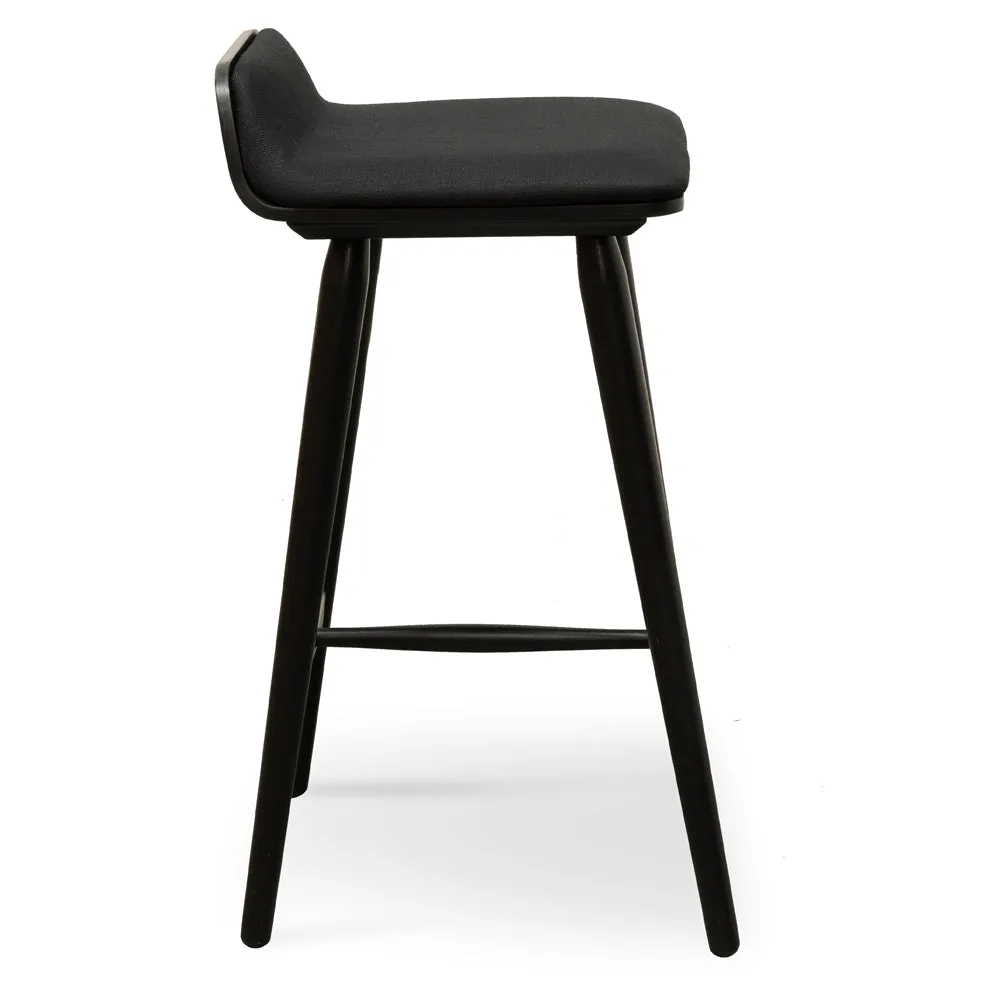 Finn 65cm Fabric Bar Stool - Black