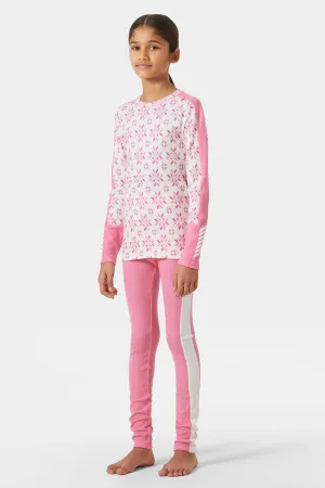 Girls Baselayer Helly Hansen Jr Lifa Merino Sugar Pink Snowflake