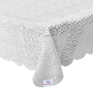 Heart Home Seamless Elegant Printed Home Decorative Luxurious 4 Seater Cotton Center Table Cover/Table Cloth, 40"x60" (White)-44HH066