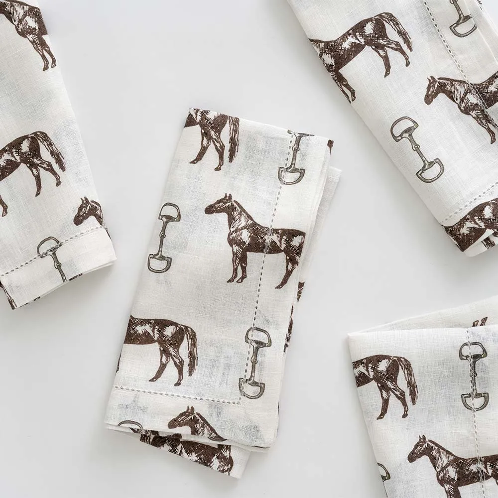 Horse and Snaffle Linen Napkin | Set of 4