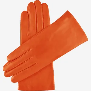 Isabella (orange) - Italian lambskin leather gloves with luxurious cashmere lining