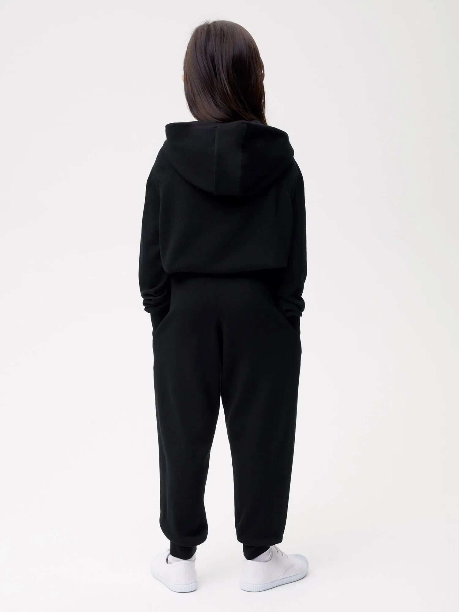 Kids Merino Wool Track Pants—black