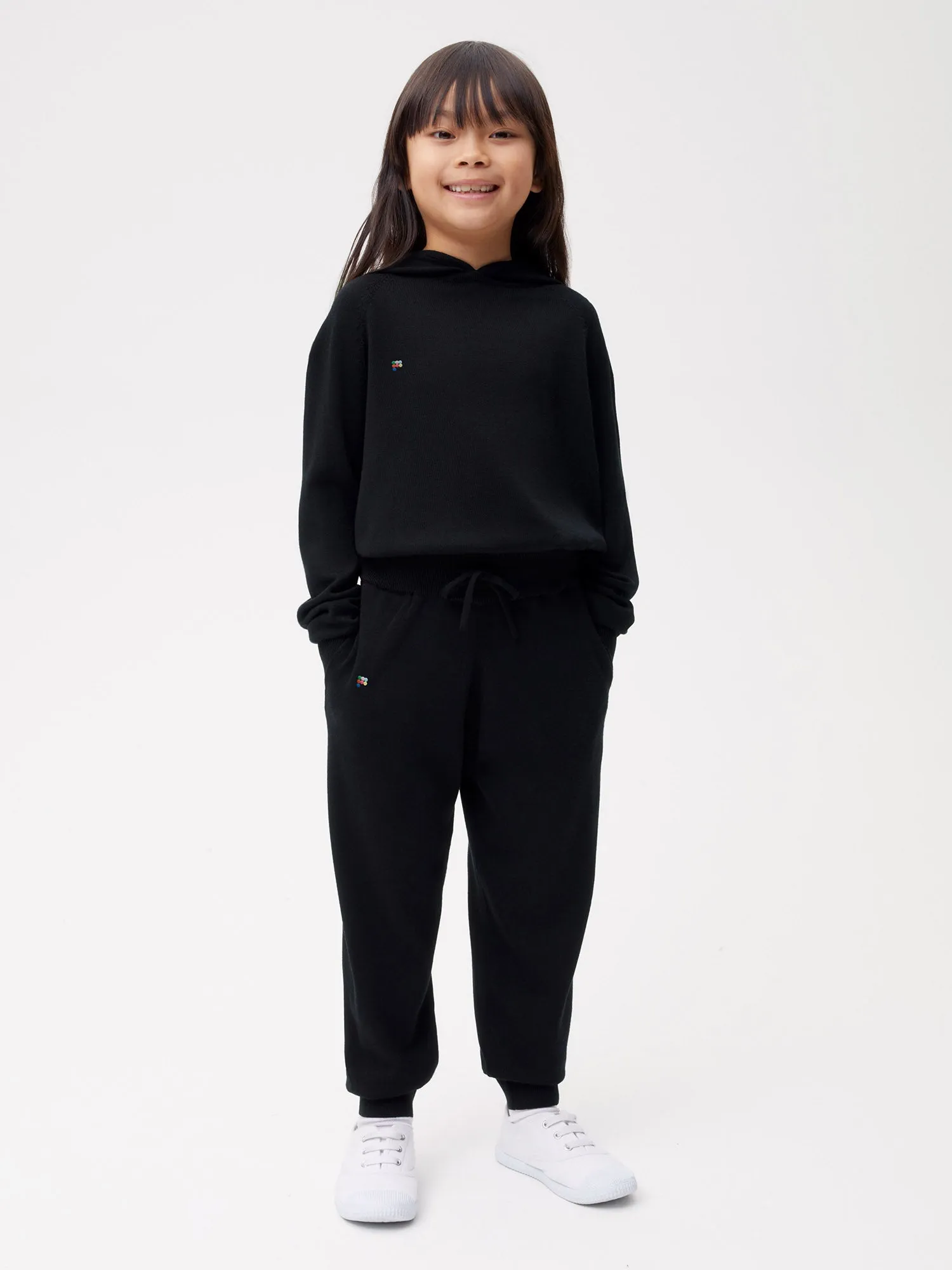 Kids Merino Wool Track Pants—black