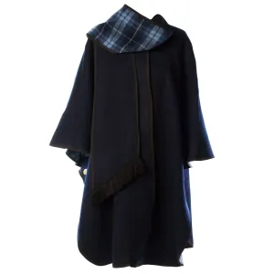 Ladies Wool Blend Reversible Cape Navy