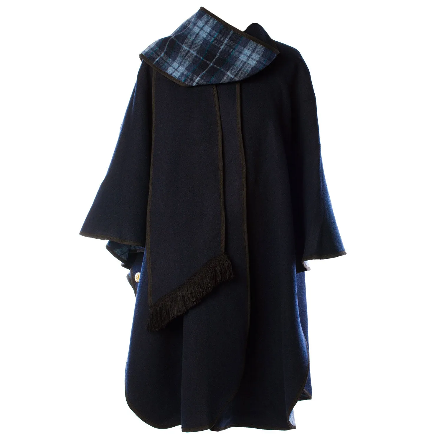 Ladies Wool Blend Reversible Cape Navy