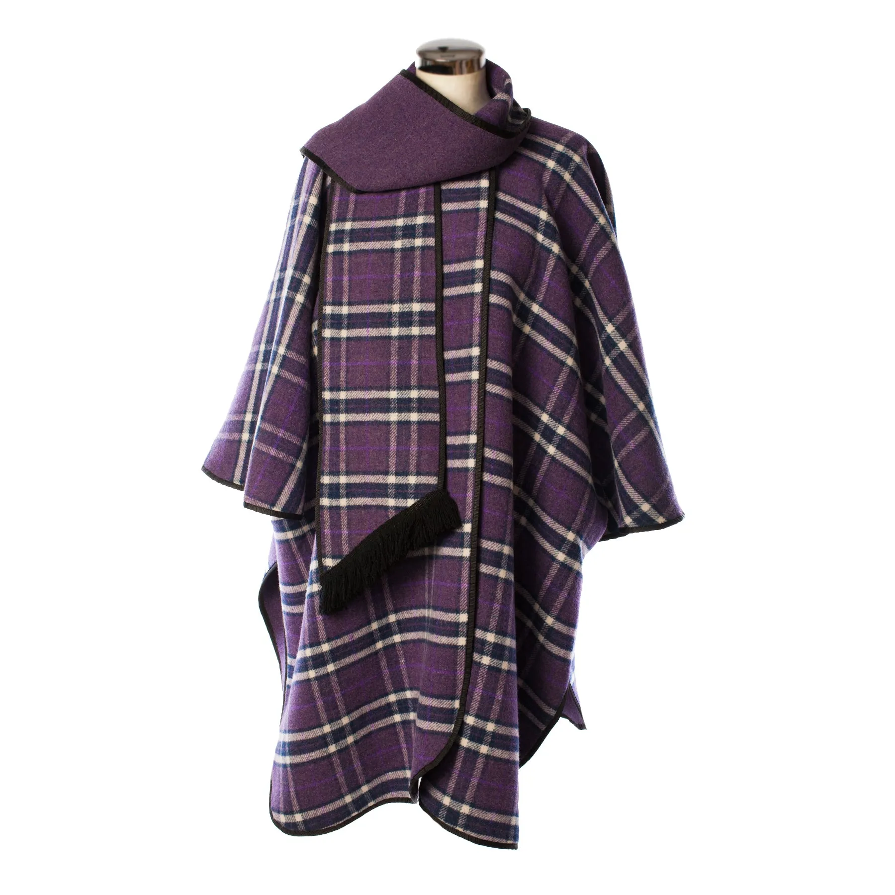 Ladies Wool Blend Reversible Cape Purple