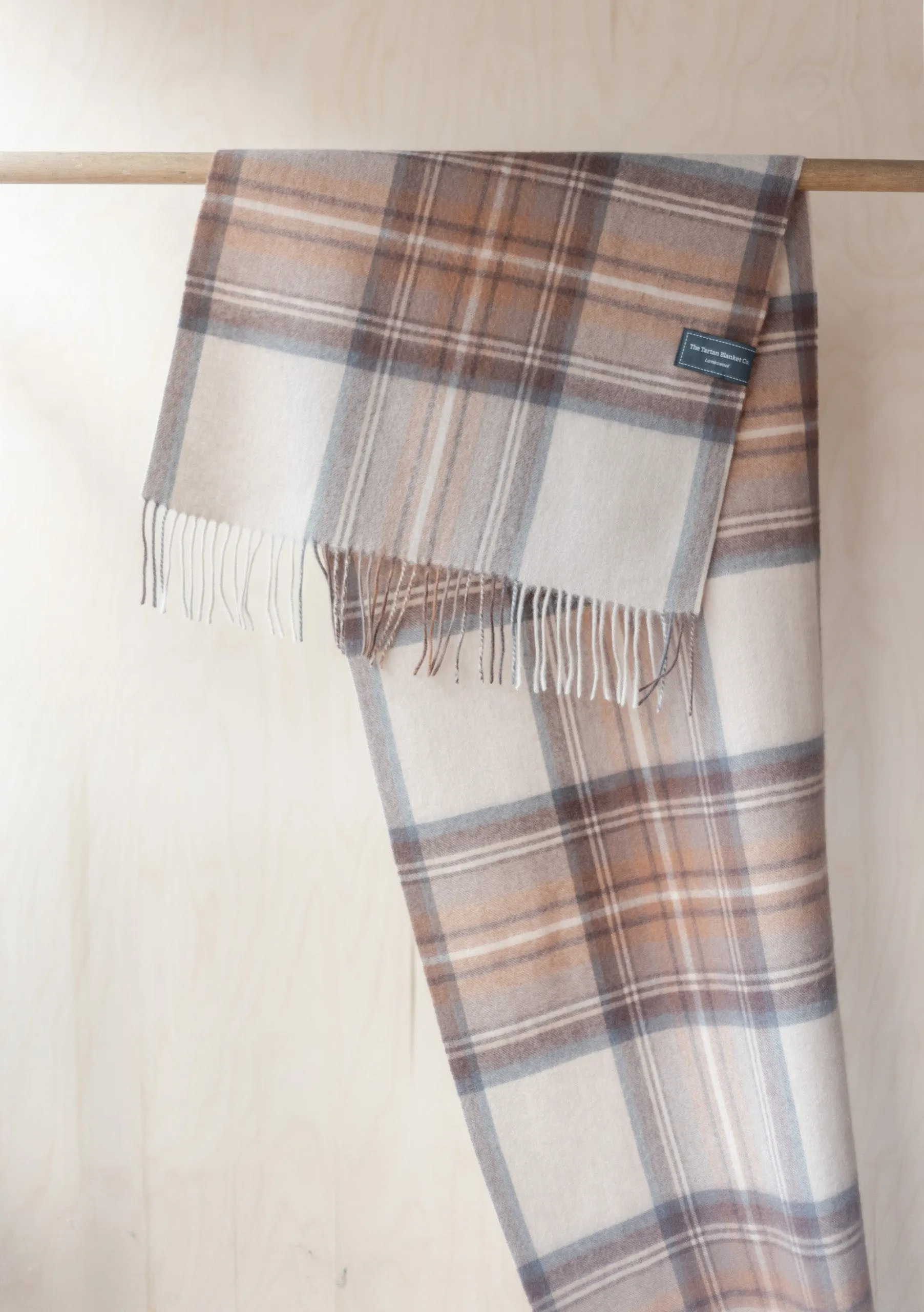 Lambswool Oversized Scarf in Stewart Natural Dress Tartan