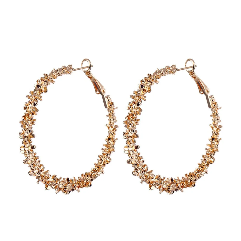 Luxury Jewelry Dazzling Statement Hoop Earrings for Women with Zircon in Silver Color