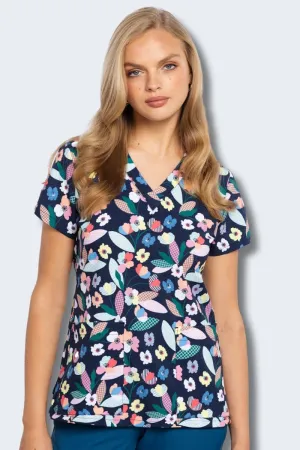 MC8564 Blooming Geo Women's Print Scrub Top