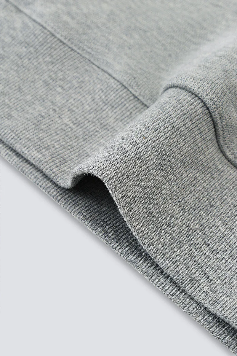 Merino-Blend Half Zip French Rib Sweater | Grey EBC054