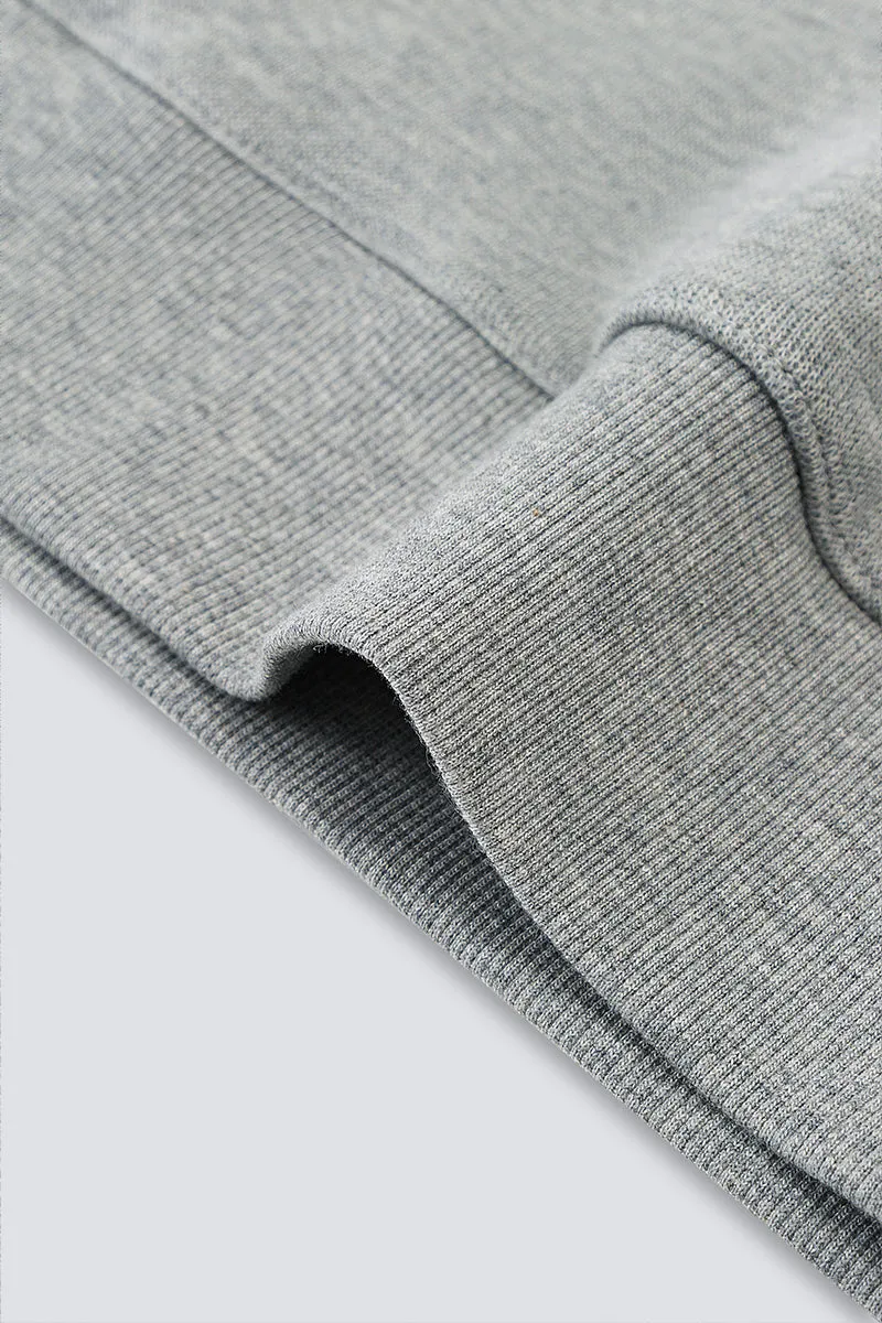 Merino-Blend Half Zip French Rib Sweater | Grey EBC054