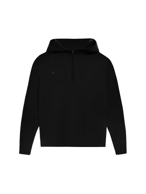 Merino Wool Half Zip Hoodie—black