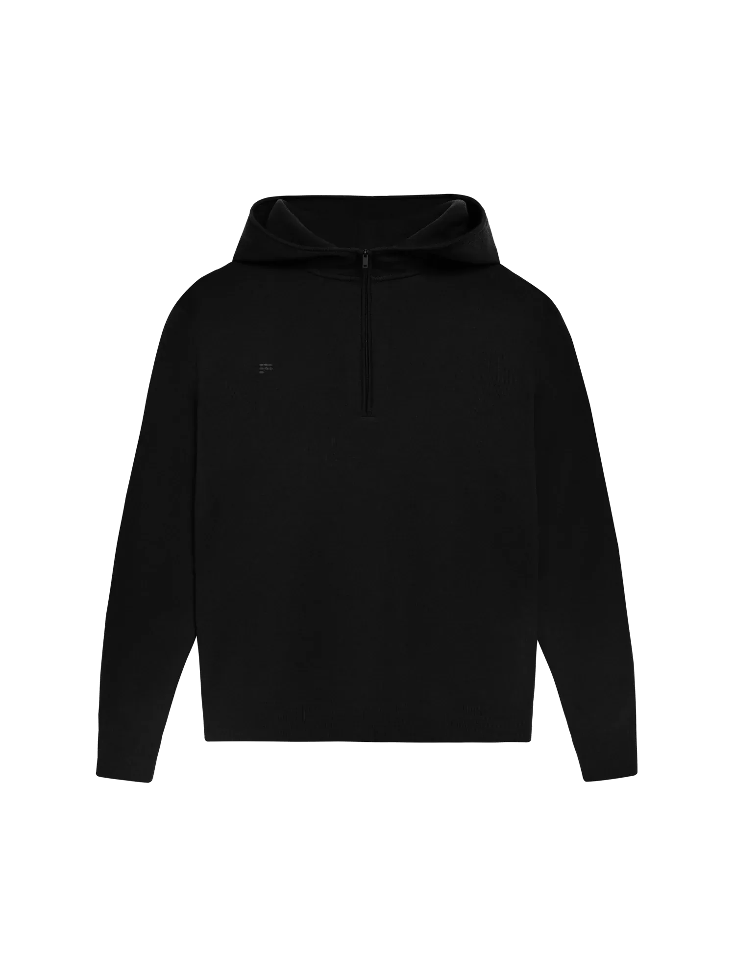 Merino Wool Half Zip Hoodie—black