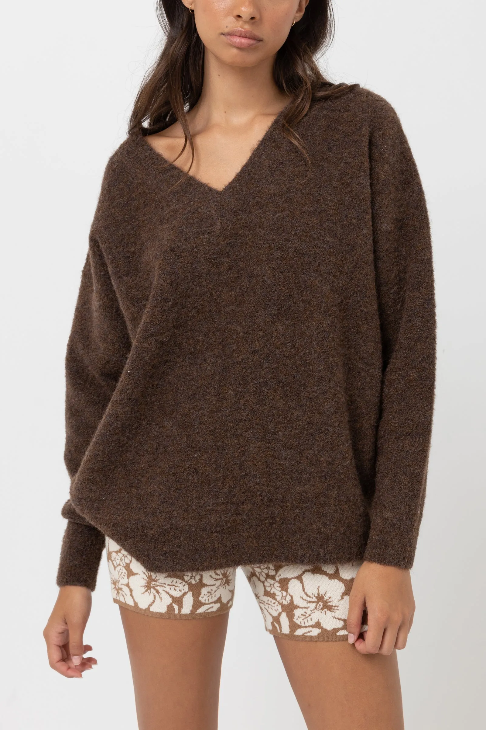 Moonstone Oversized V Neck Chocolate