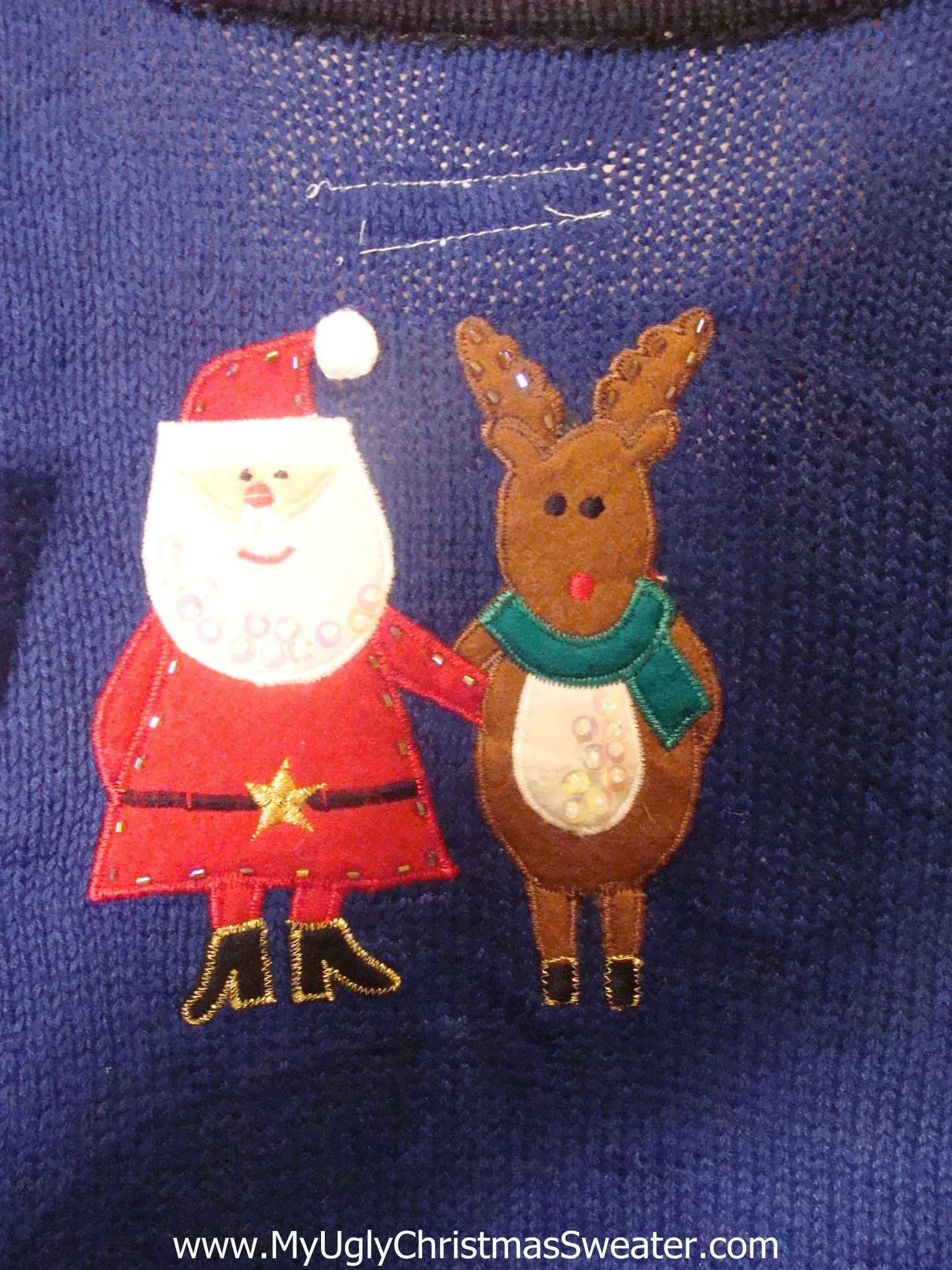 Need to Buy Christmas Sweaters? Blue Light Up Sweater Vest Reindeer Santa