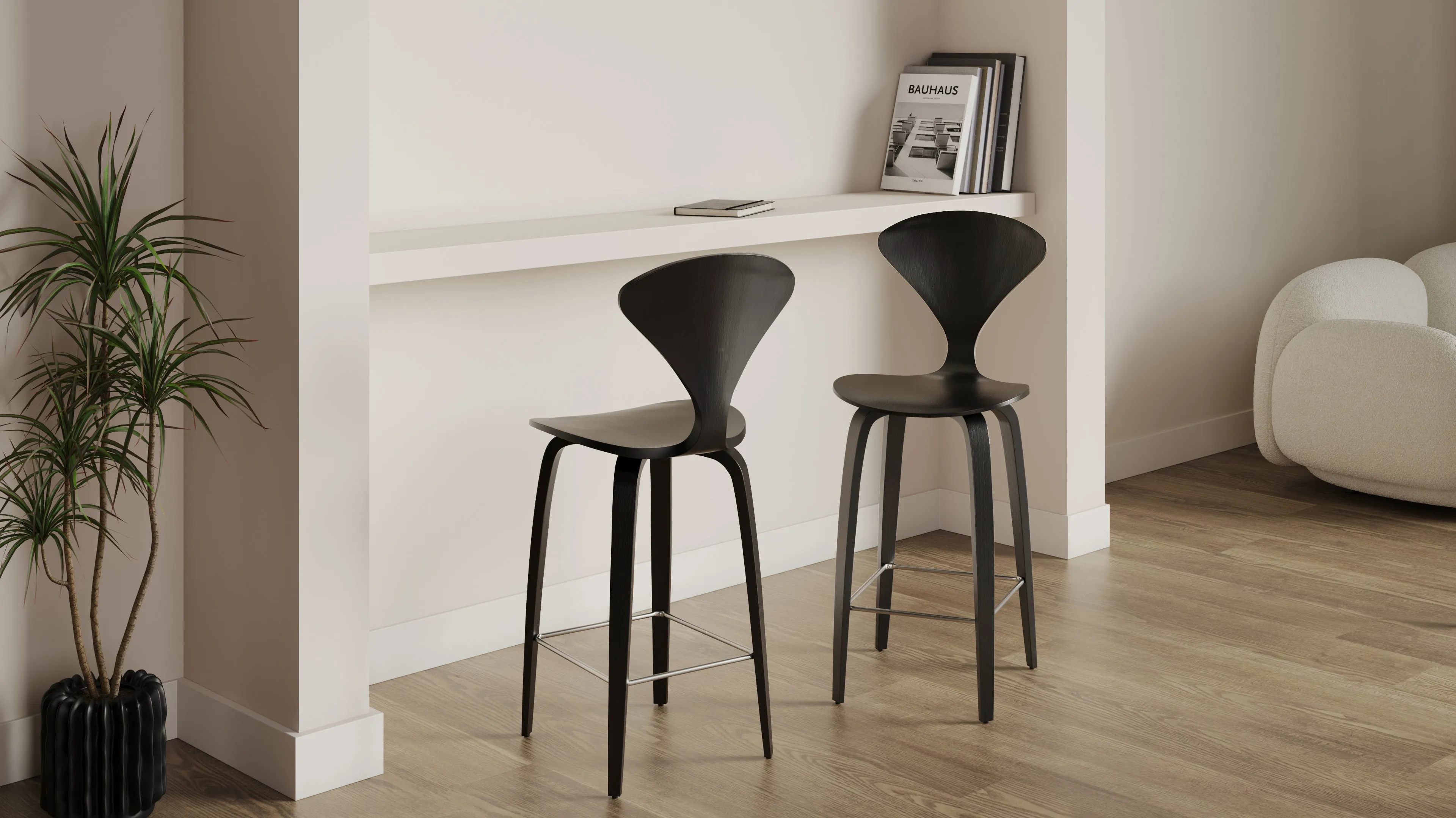 Norman - Norman Counter Stool, Black Ash, 25.5" Seat Height