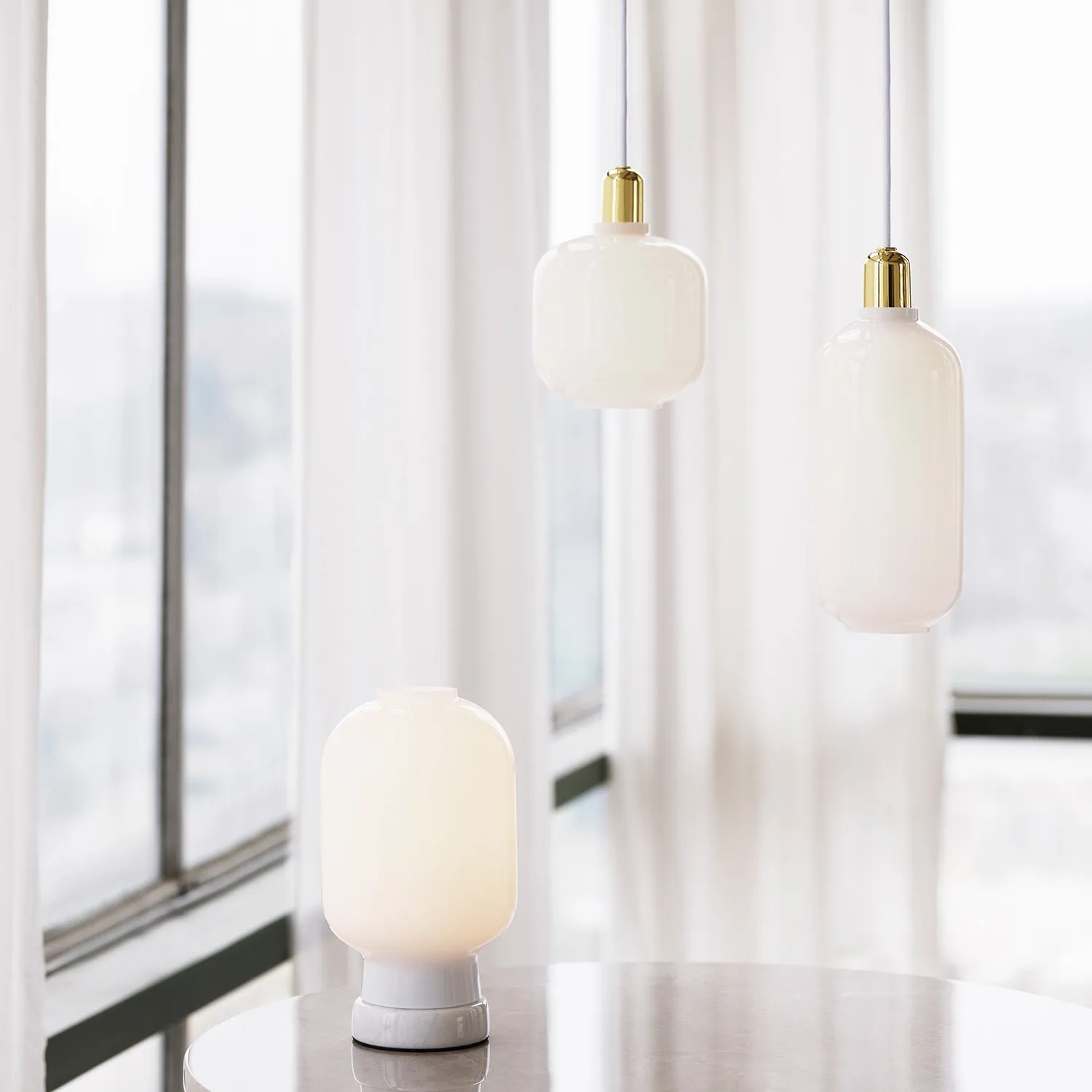 normann copenhagen | amp pendant lamp | white   brass | small