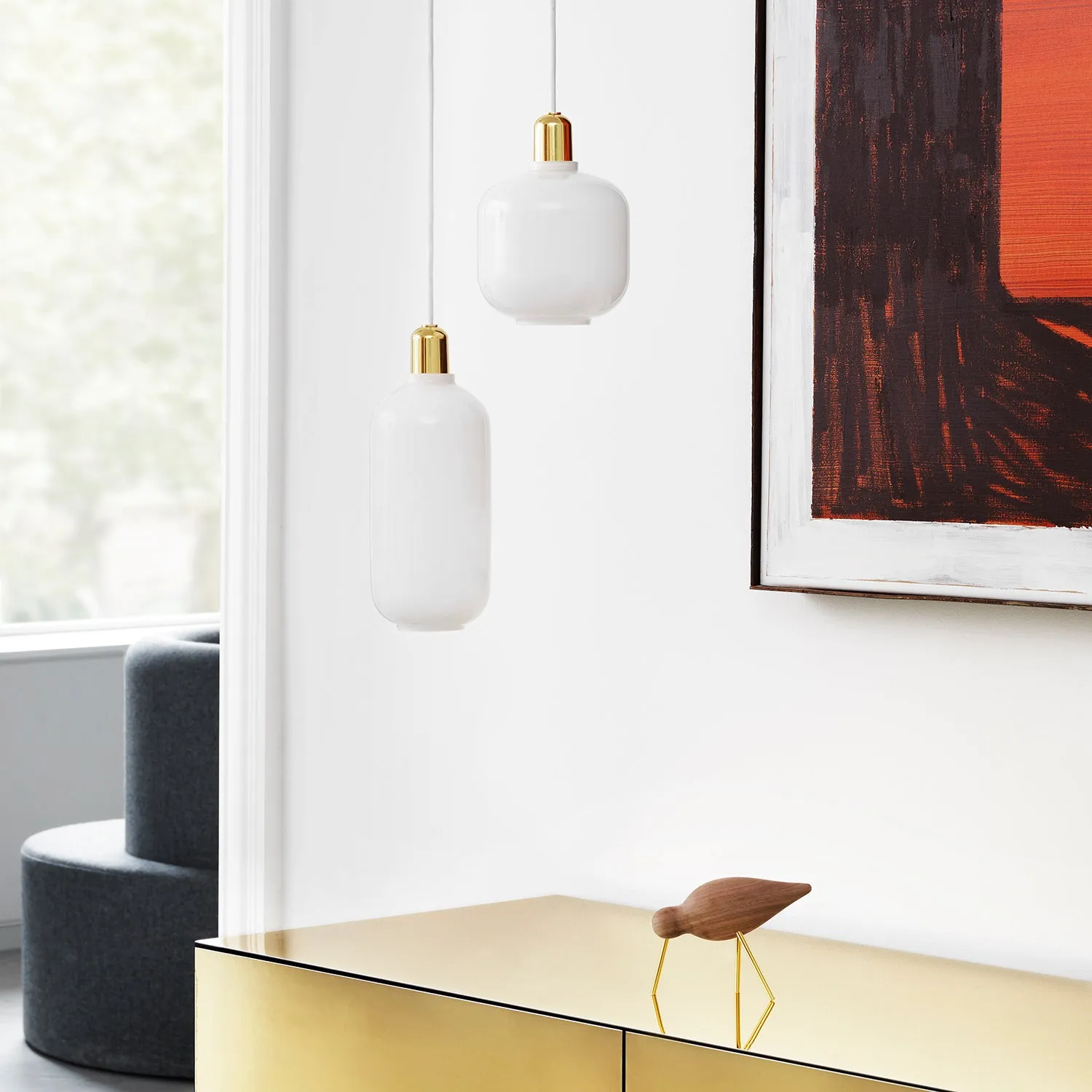 normann copenhagen | amp pendant lamp | white   brass | small