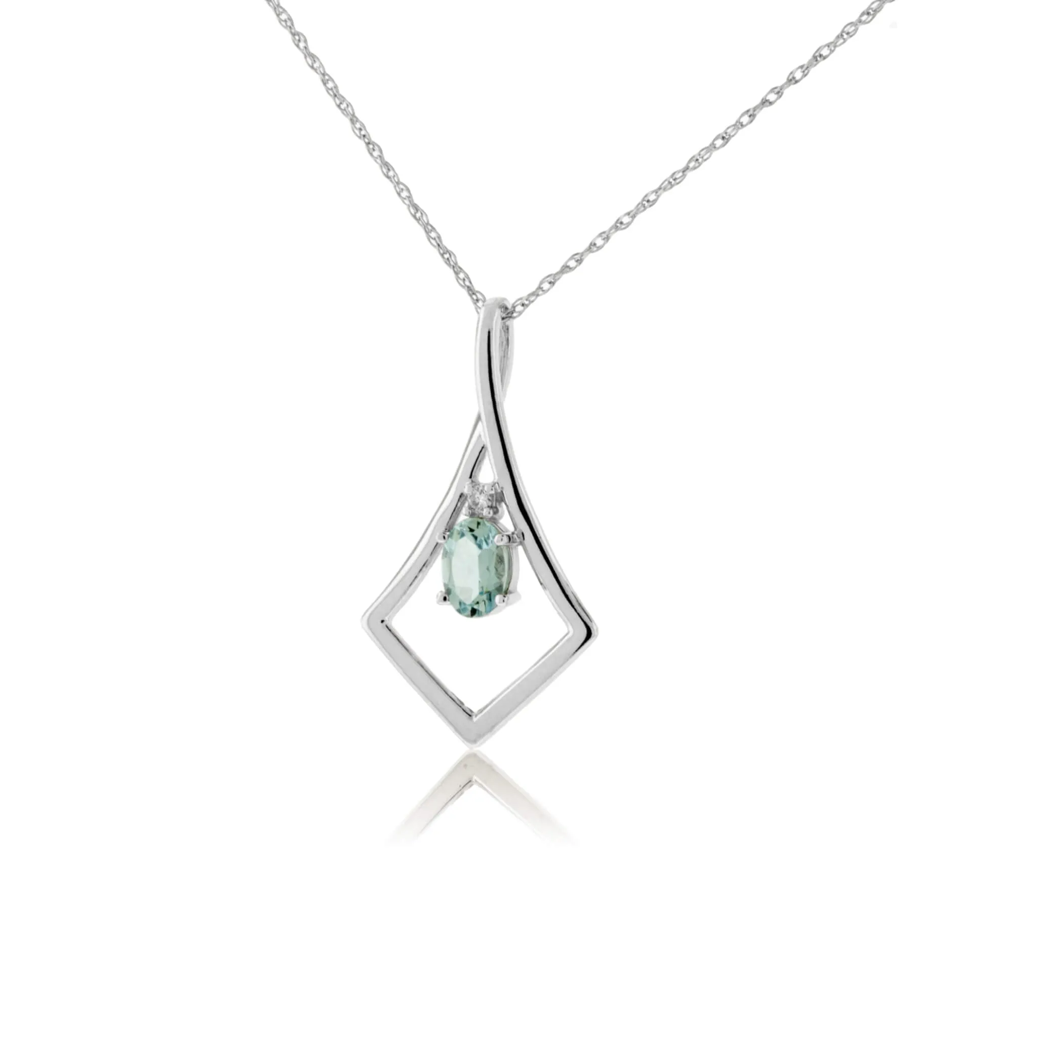 Oval Aquamarine & Geometric Halo Pendant