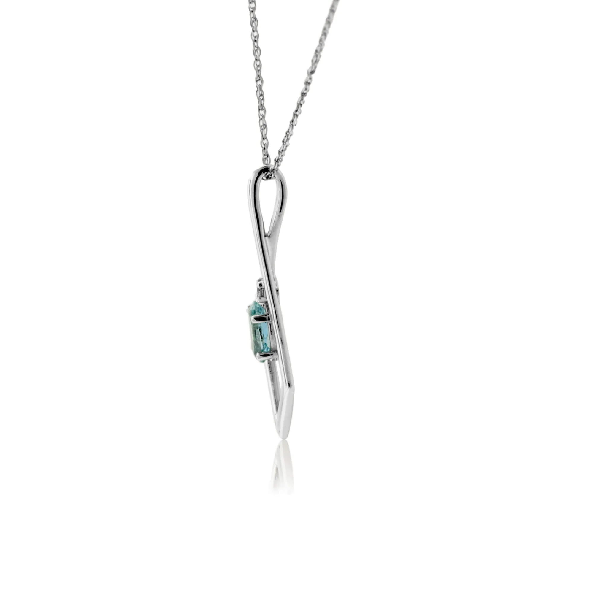 Oval Aquamarine & Geometric Halo Pendant