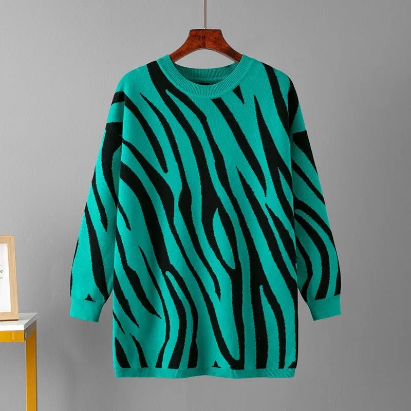 Pre Order:  Zebra Loose Fit Knit Sweater