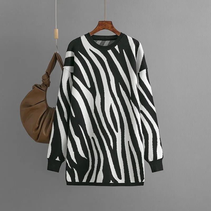 Pre Order:  Zebra Loose Fit Knit Sweater