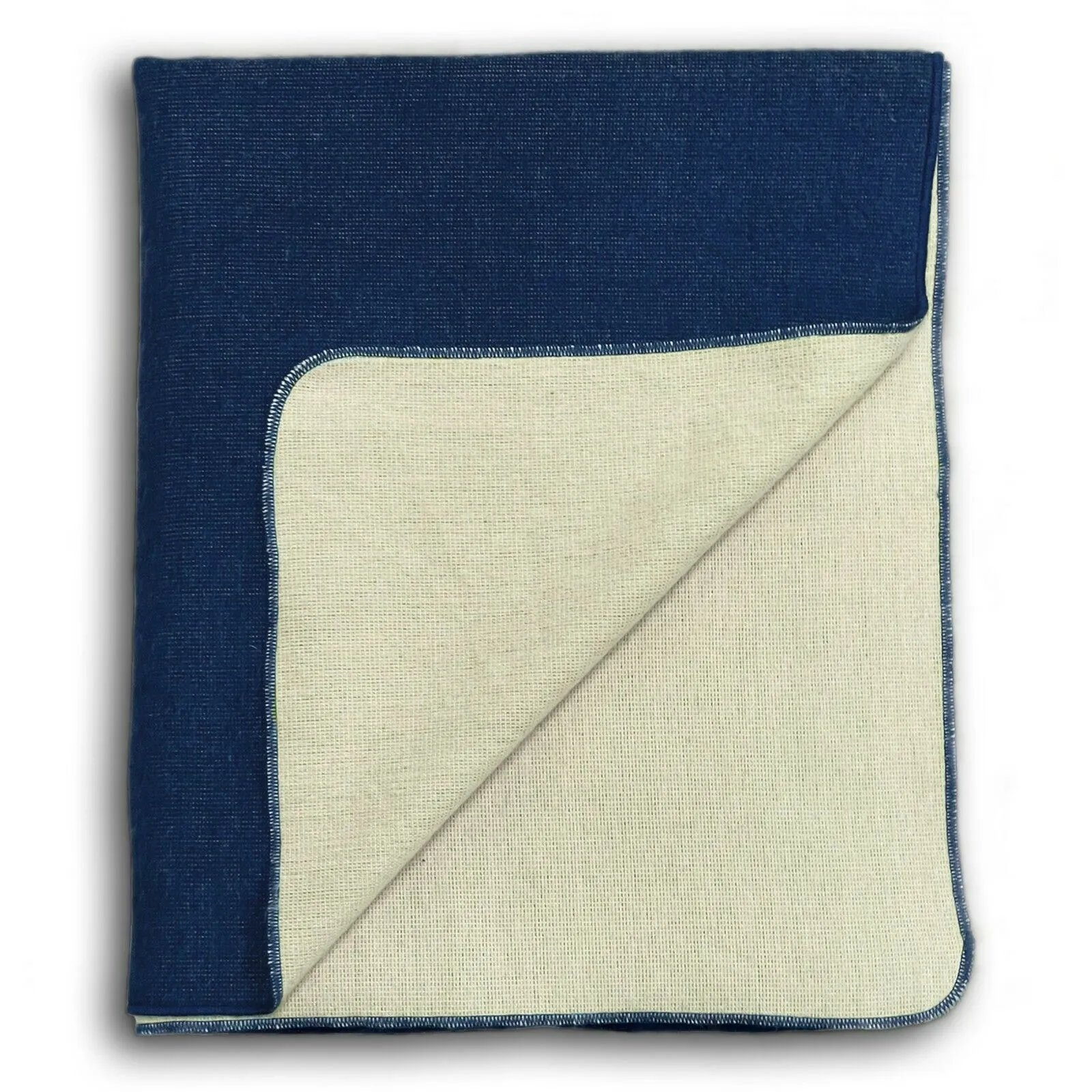 Quillualpa - Baby Alpaca Blanket - Extra Large - Solid reversible - navy blue/cream