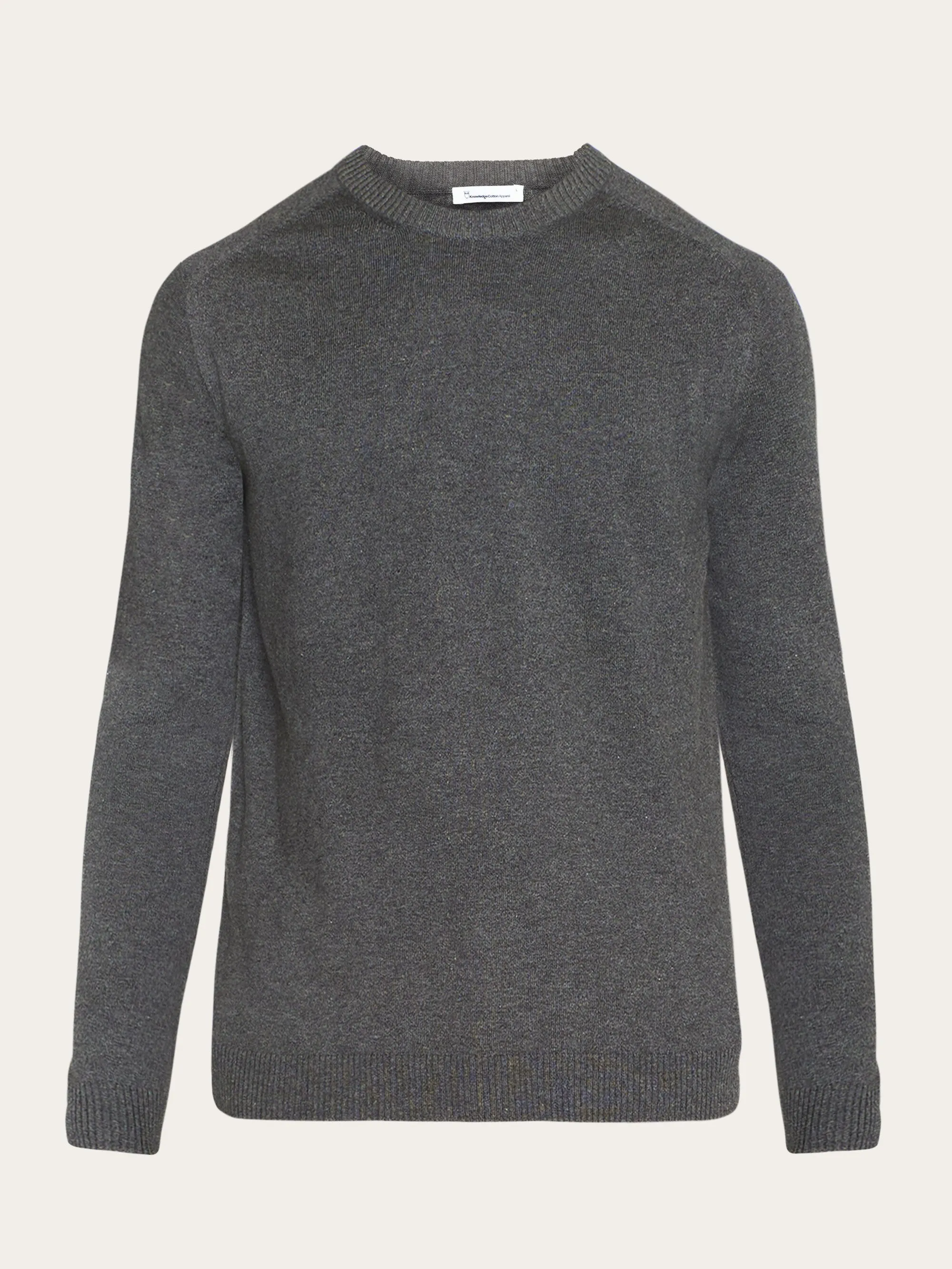 Regular merino knit crew neck - RWS - Dark Grey Melange